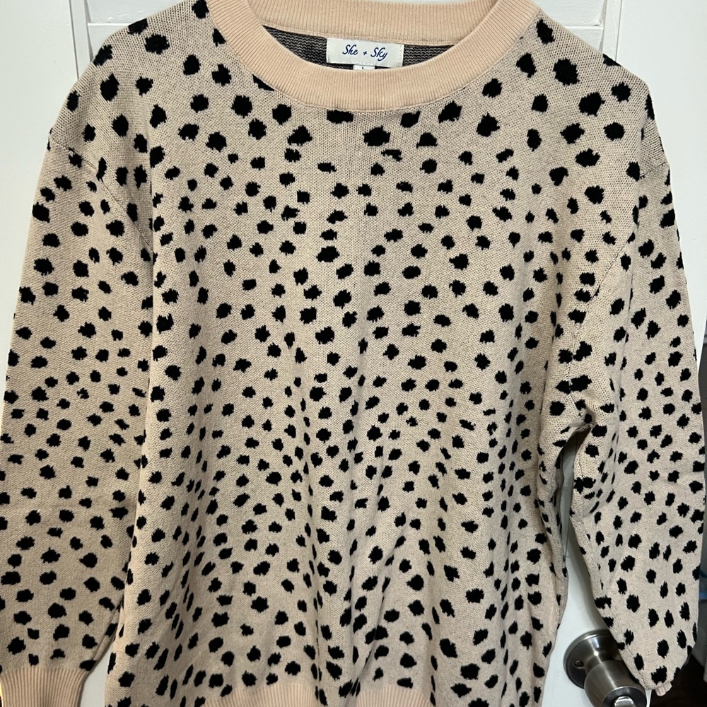 Leopard Print Cotton Sweater EUC